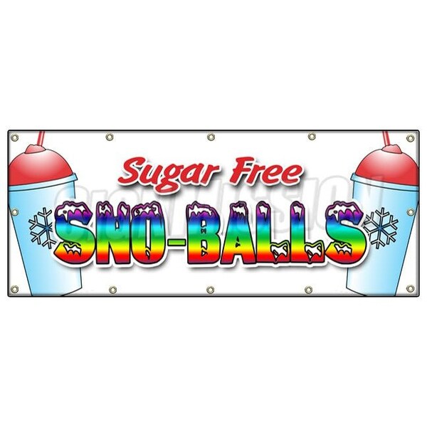 SNO-BALLS SUGAR FREE BANNER SIGN snowcones water ice italian ice cold